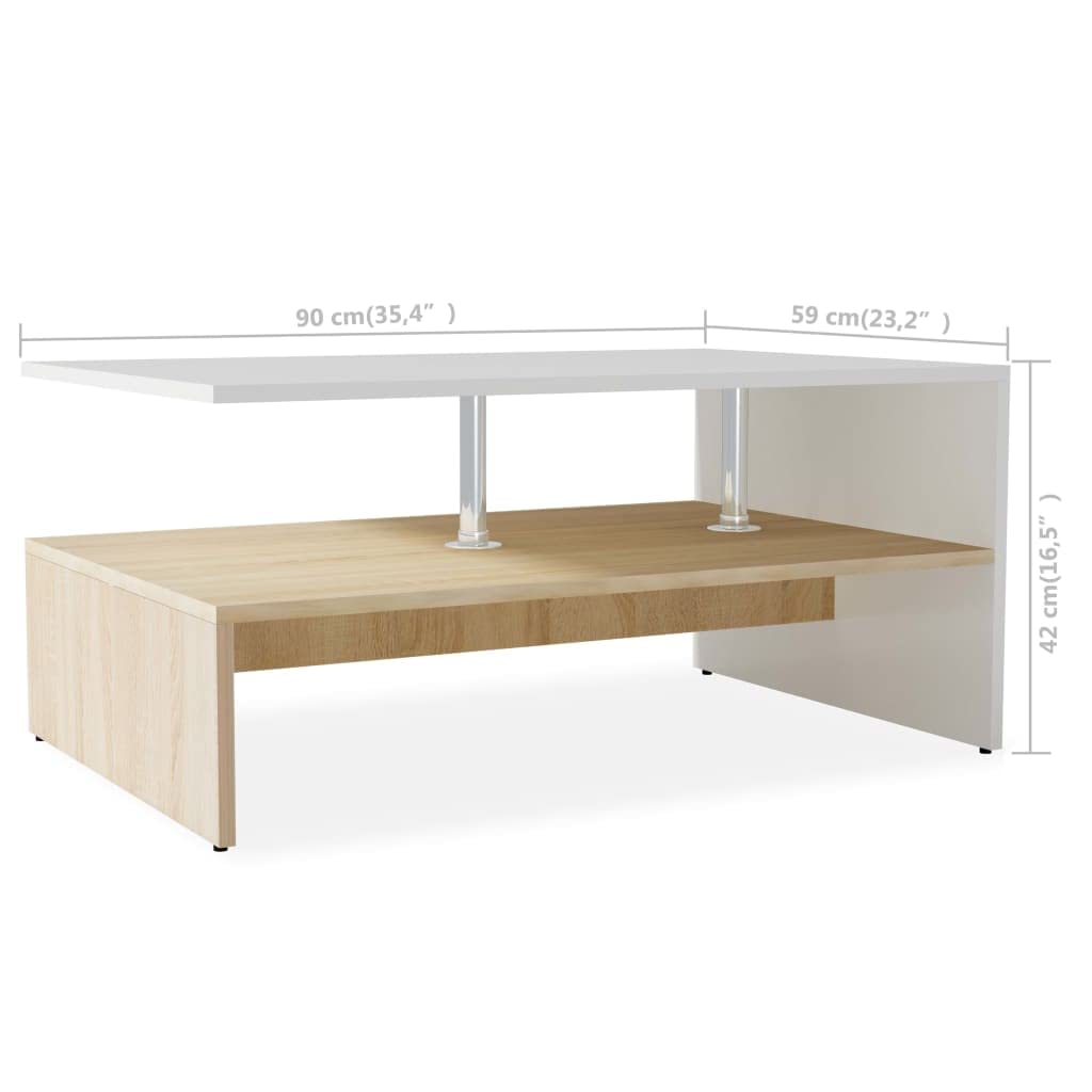 Amazon.com: vidaXL Modern Two-Tier Coffee Table with Storage in